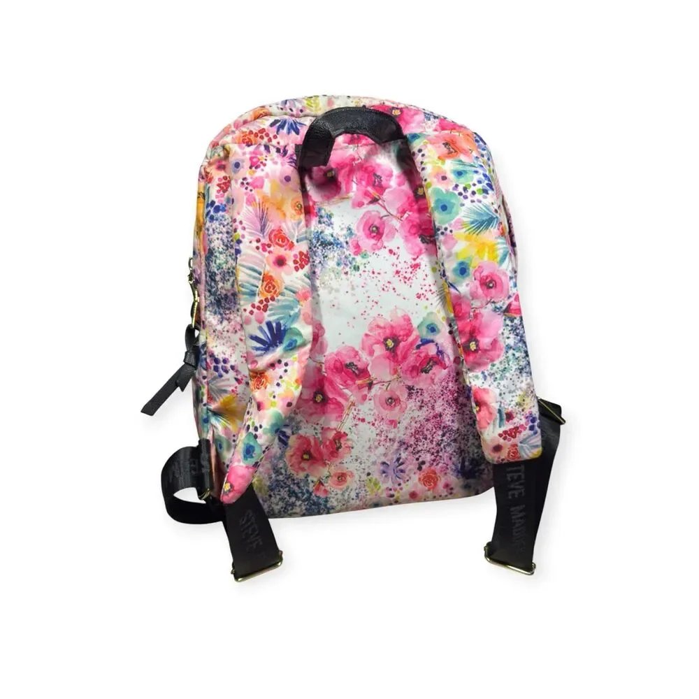 Steve Madden Floral Pink Backpack Travel School Bag Gold‎ Accents Bohochic Y2K